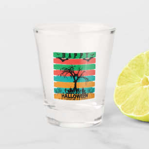Multicolor Stripe Friedhof mit Fledermäusen und Bä Schnapsglas
