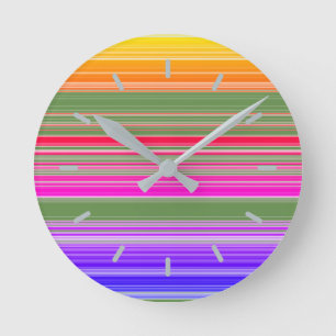 Multicolor Striped Pattern Runde Wanduhr