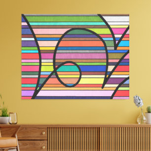 Multicolor Stripte Abstrakte, schwarze Krümmer Leinwanddruck