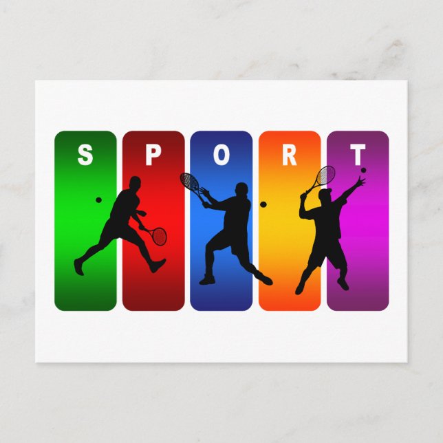 Multicolor Tennis Emblem (männlich) Postkarte (Vorderseite)