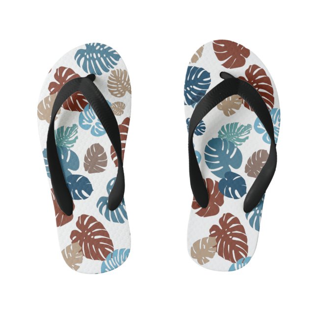 Multicolor Tropical Blätter 11 Kinderbadesandalen (Fußbett)
