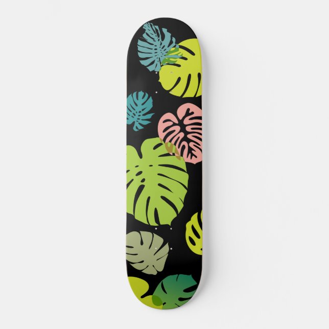 Multicolor Tropical Blätter 2 Skateboard (Vorderseite)