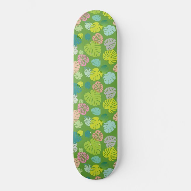 Multicolor Tropical Blätter 8 Skateboard (Vorderseite)