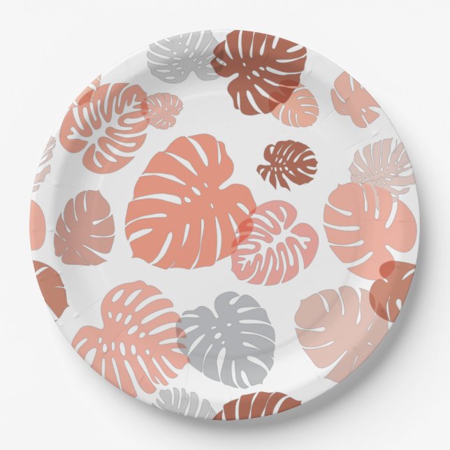Multicolor Tropical Blätter 9 Pappteller (Vorderseite)