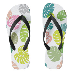 Multicolor Tropical Blätter Flip Flops