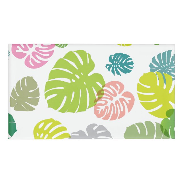 Multicolor Tropical Blätter Namenschild (Vorderseite)