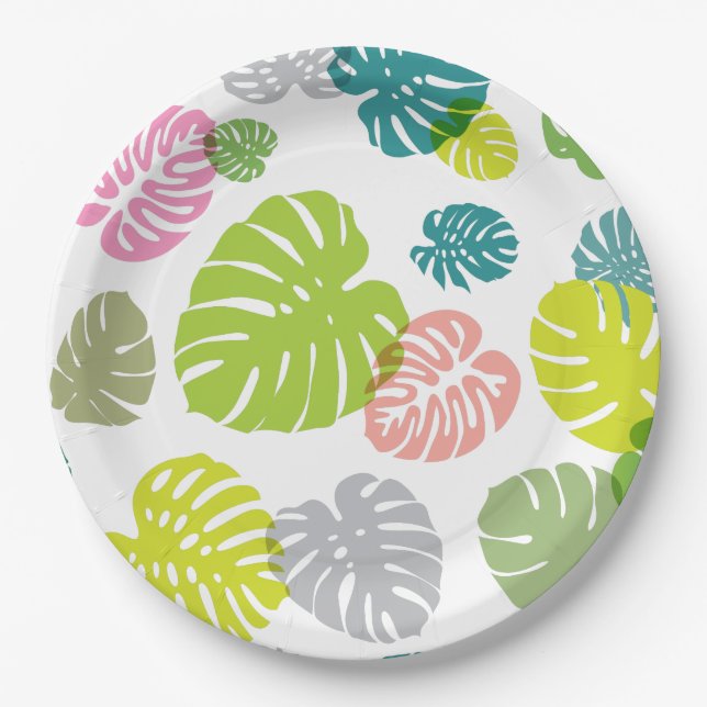 Multicolor Tropical Blätter Pappteller (Vorderseite)