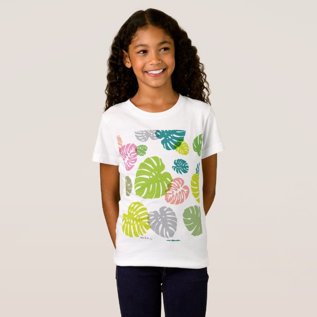 Multicolor Tropical Blätter T-Shirt (Vorne ganz)