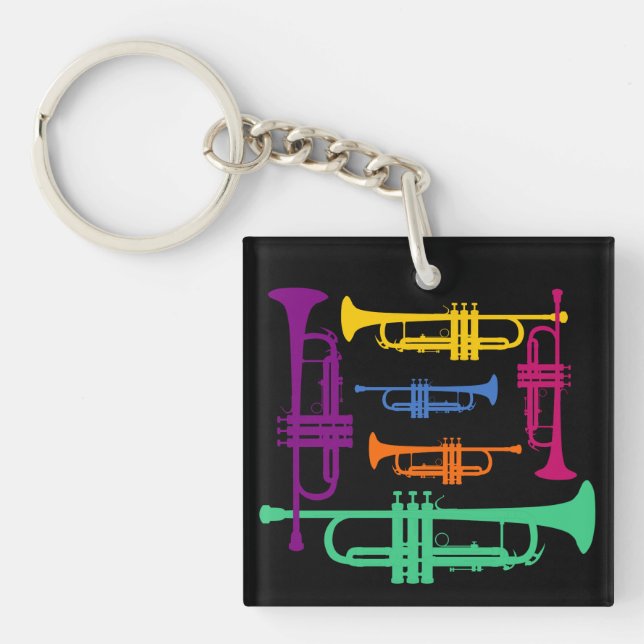 Multicolor Trumpet-Messinginstrument Schlüsselanhänger (Vorderseite)