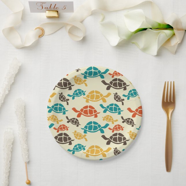 Multicolor Turtle Pappteller (Hochzeit)