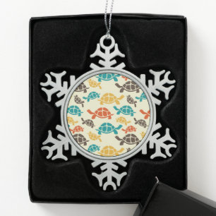 Multicolor Turtle Schneeflocken Zinn-Ornament