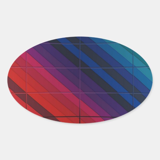 Multicolor-Übergang mit Gitter Ovaler Aufkleber (Vorderseite)