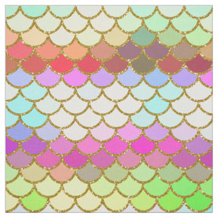 Multicolor- und Gold-Glitzer-Meerjungenskala Stoff