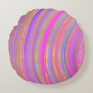 Multicolor und Gold Rundes Kissen