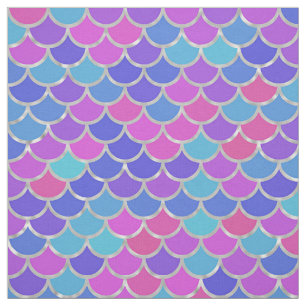 Multicolor- und Silberfolien-Mermaid-Skalen Stoff