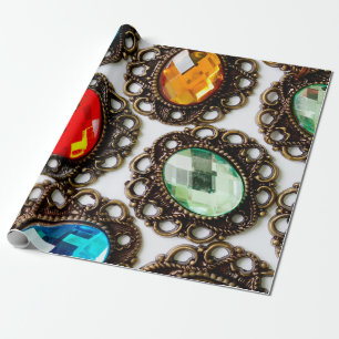 Multicolor-Vintage Brocken auf weißem Untergrund Geschenkpapier