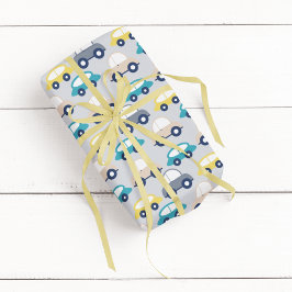 Multicolor Vintage Cars Cartoon Geschenkpapier