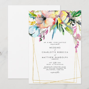 Multicolor Watercolor Floral Wedding Einladung
