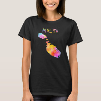 Multicolor Watercolor Malta Karte Digitales Kunstw T-Shirt