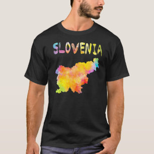 Multicolor Watercolor Slovenije Karte Digitales Ku T-Shirt