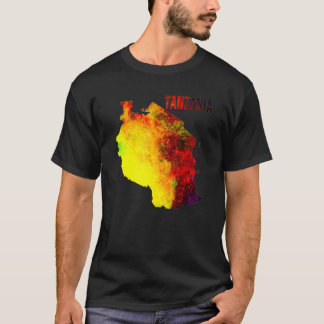 Multicolor Watercolor Tansania Karte T-Shirt