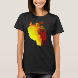 Multicolor Watercolor Tansania Karte T-Shirt