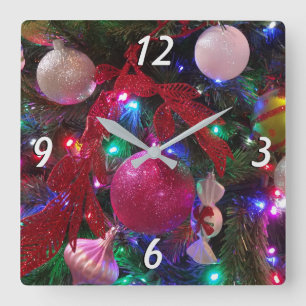 Multicolor Weihnachtsbaum Bunter Urlaub Quadratische Wanduhr