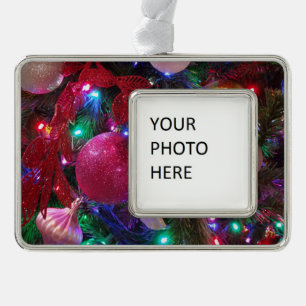 Multicolor Weihnachtsbaum Bunter Urlaub Rahmen-Ornament Silber
