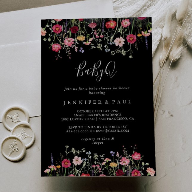 Multicolor Wildblume BabyQ Baby Duschgrill Einladung (Von Creator hochgeladen)