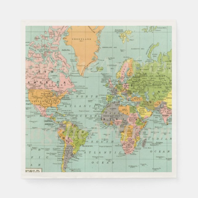 Multicolor World Map Baby Showkollektion Napkin Serviette (Vorderseite)