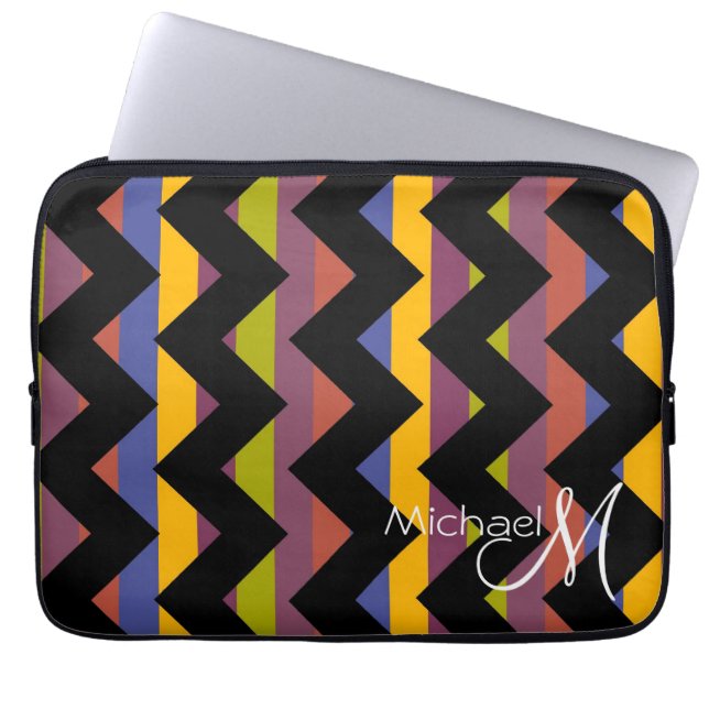 Multicolor Zickzack Zigzag Custom Monogram 8 Laptopschutzhülle (Vorderseite)