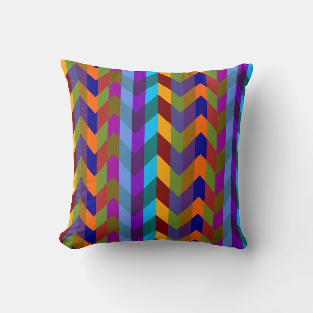 Multicolor Zickzack Zigzag Kissen (Vorderseite)