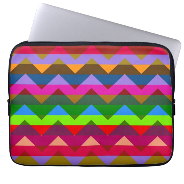 Multicolor Zickzack Zigzag Streifenmuster 6 Laptopschutzhülle (Vorderseite)