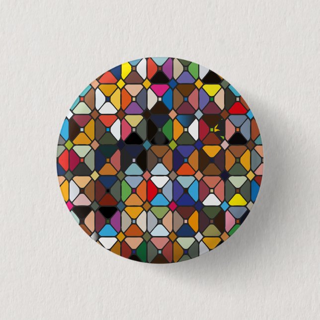 Multicolore geometrische Muster mit Achteckform Button (Vorderseite)