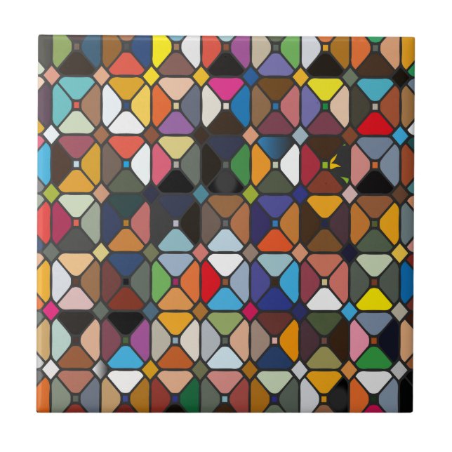 Multicolore geometrische Muster mit Achteckform Fliese (Vorderseite)