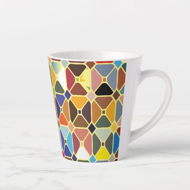 Multicolore geometrische Muster mit Achteckform Milchtasse (Rechts)