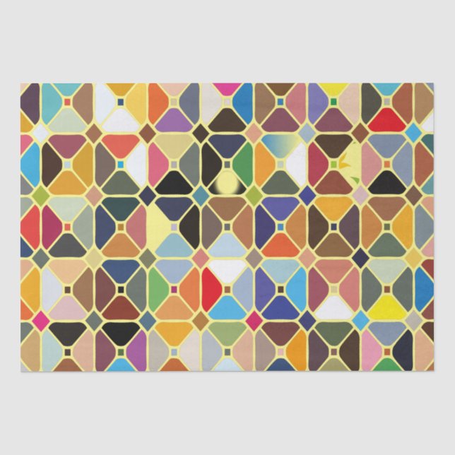 Multicolore geometrische Muster mit Achteckform Seidenpapier (Vorderseite)