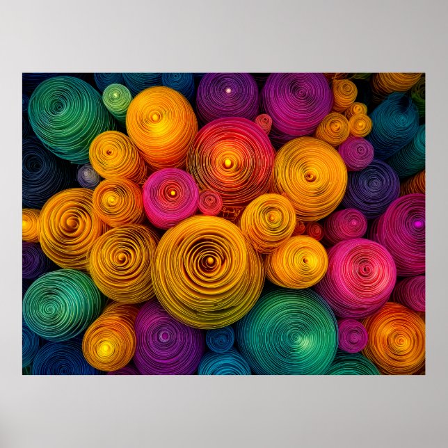Multicolored concentric circles abstract texture poster (Vorne)