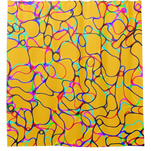 Multicolored Curvy Line Pattern Duschvorhang (Vorderseite)