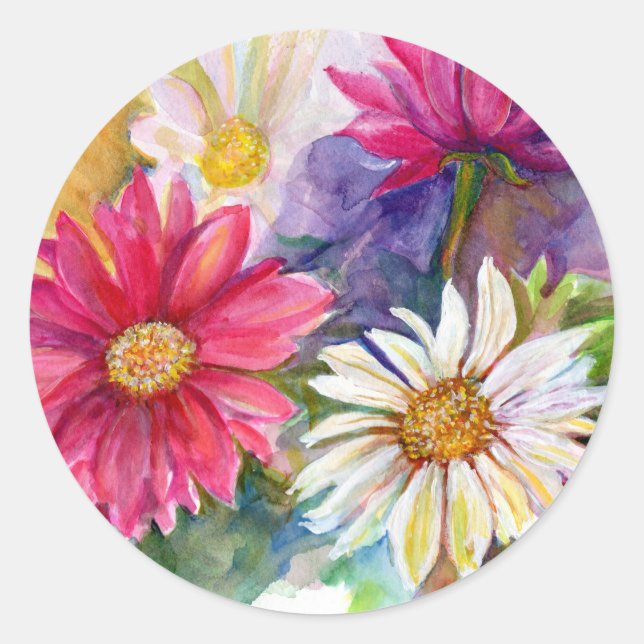 Multicolored Gerbera Daisies Runder Aufkleber (Vorderseite)