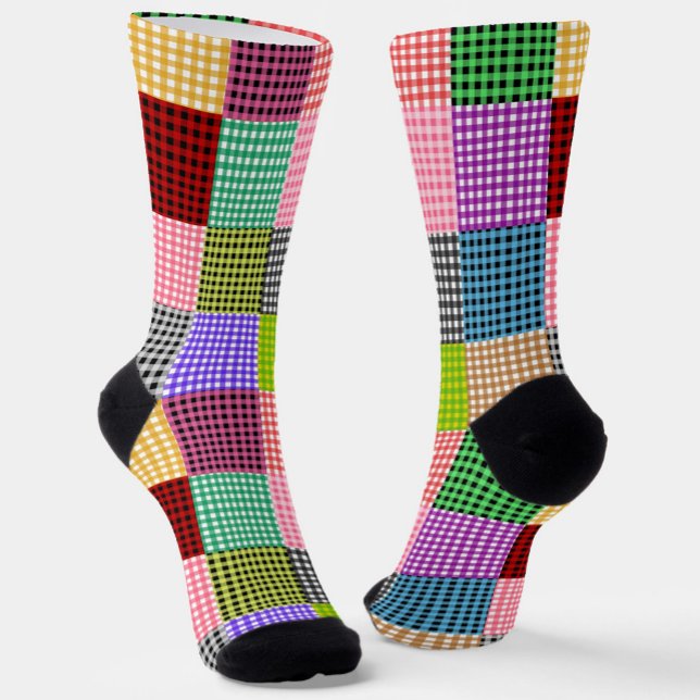 Multicolored Gingham Patchwork Kariert Pattern Socken (Von Creator hochgeladen)