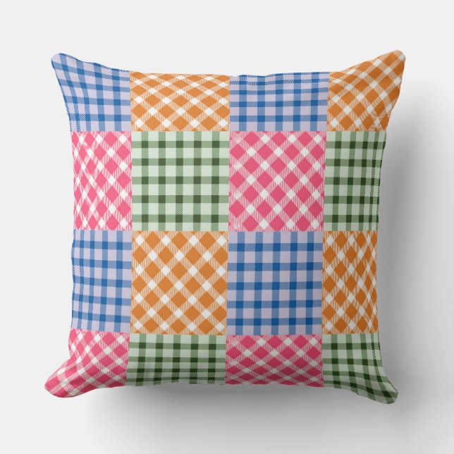 Multicolored Gingham Patchwork Pattern Kissen (Vorderseite)