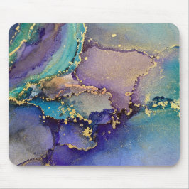 Multicolored & Gold Marbled Abstrakt Liquid Art Mousepad