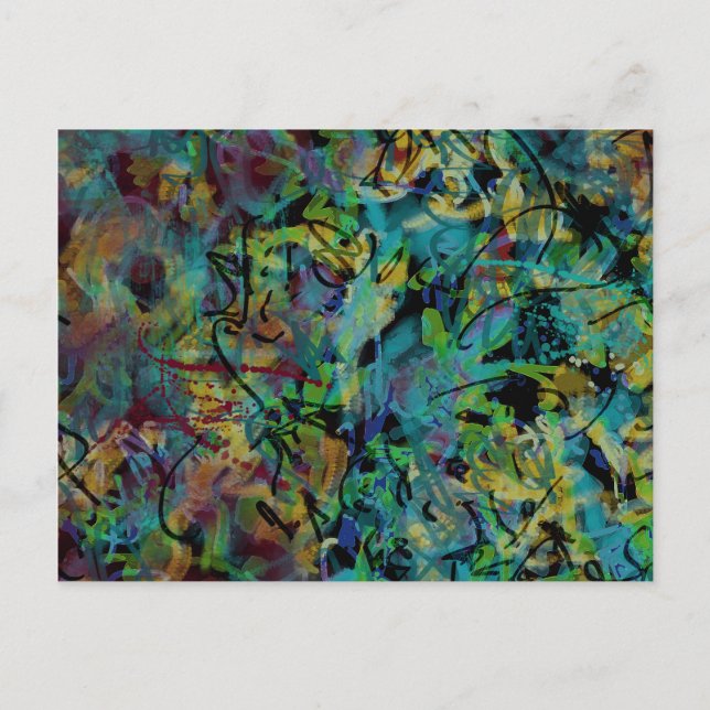 Multicolored Scribbled Abstrakt Art Postkarte (Vorderseite)