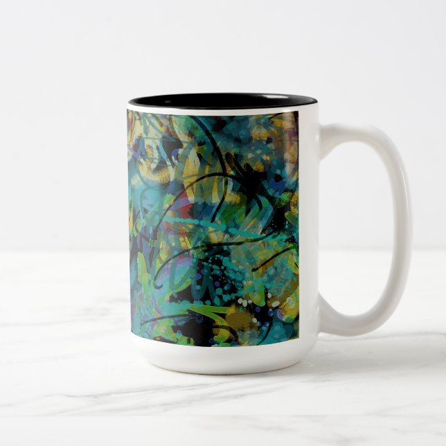 Multicolored Scribbled Abstrakt Art Zweifarbige Tasse (Rechts)