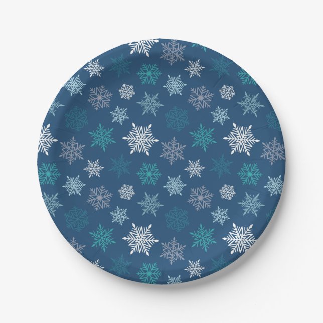 Multicolored snowflake pattern – winter christmas pappteller (Vorderseite)