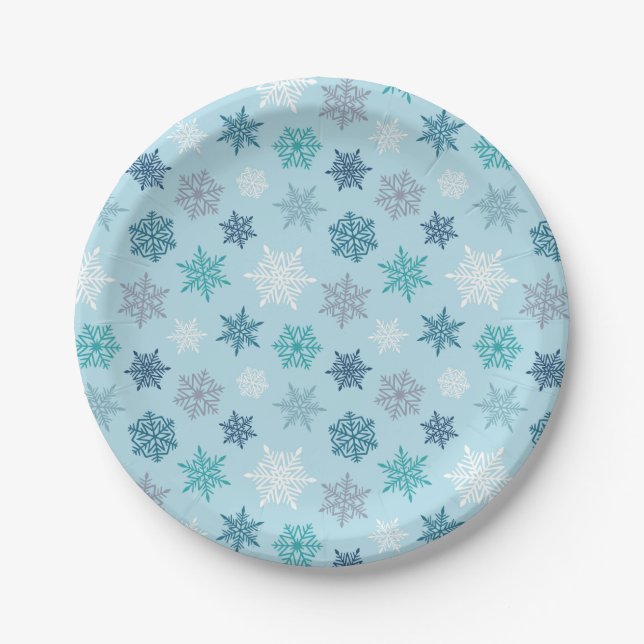 Multicolored snowflake pattern – winter christmas pappteller (Vorderseite)