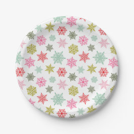 Multicolored snowflake pattern – winter christmas pappteller