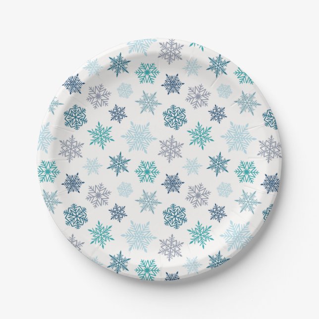 Multicolored snowflake pattern – winter christmas pappteller (Vorderseite)