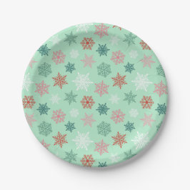 Multicolored snowflake pattern – winter christmas pappteller